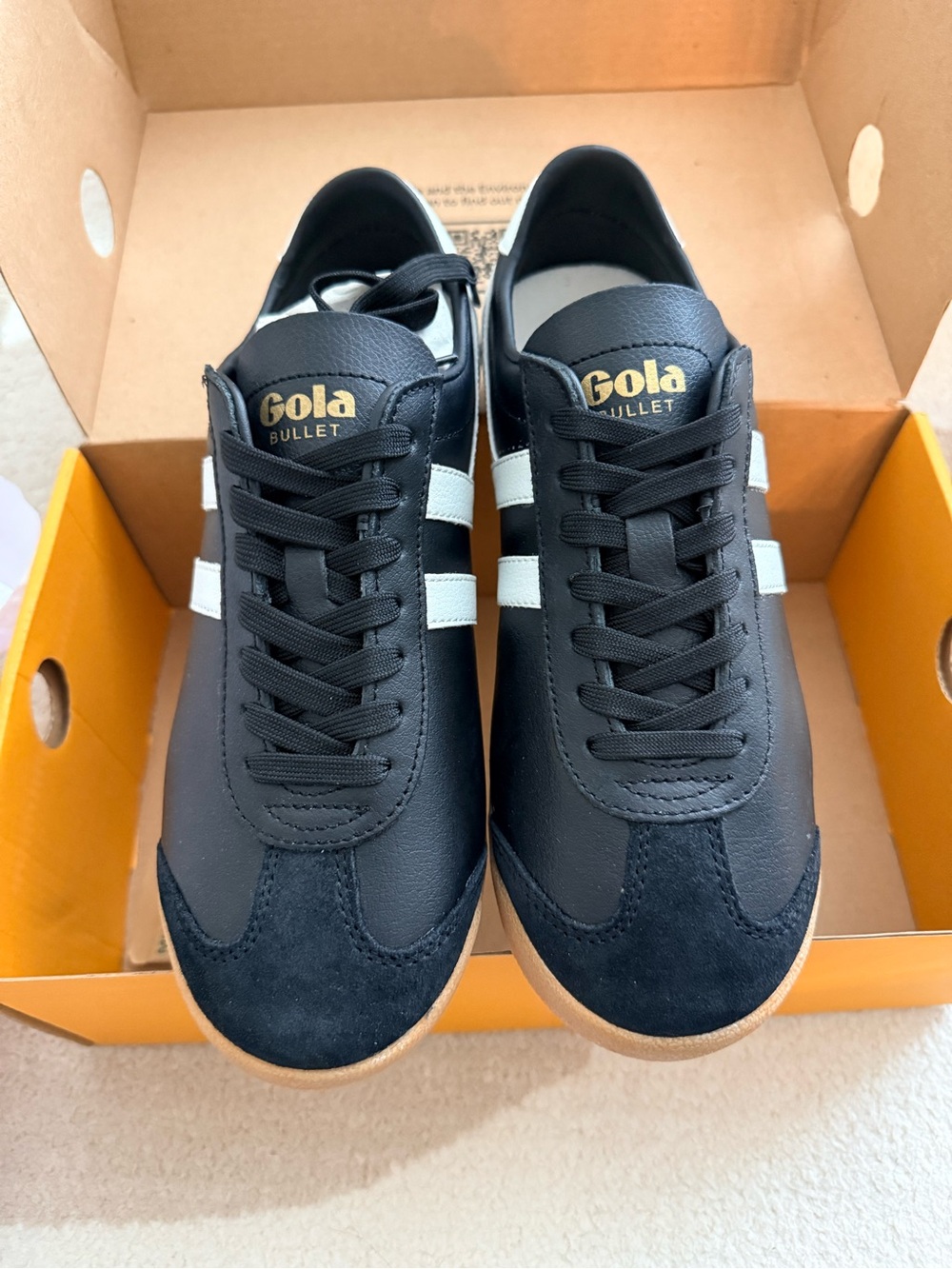 NWT Gola Bullet Pure Sneakers Black White Gum New in Box - Picture 3 of 8